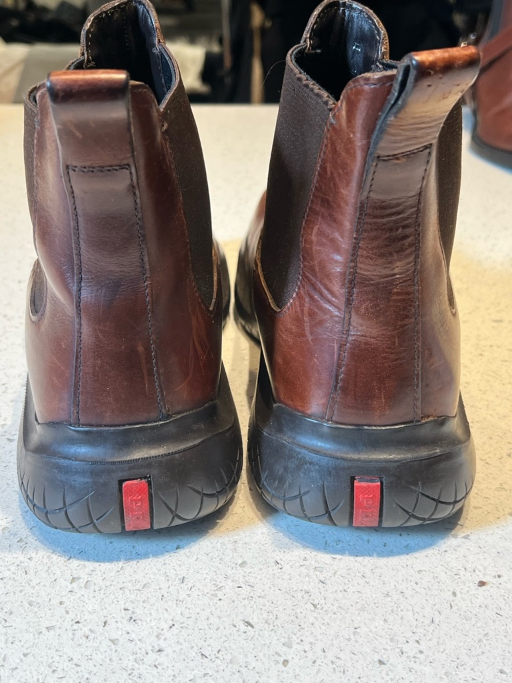 Prada brown leather chunky vintage Chelsea boots - Picture 5 of 9